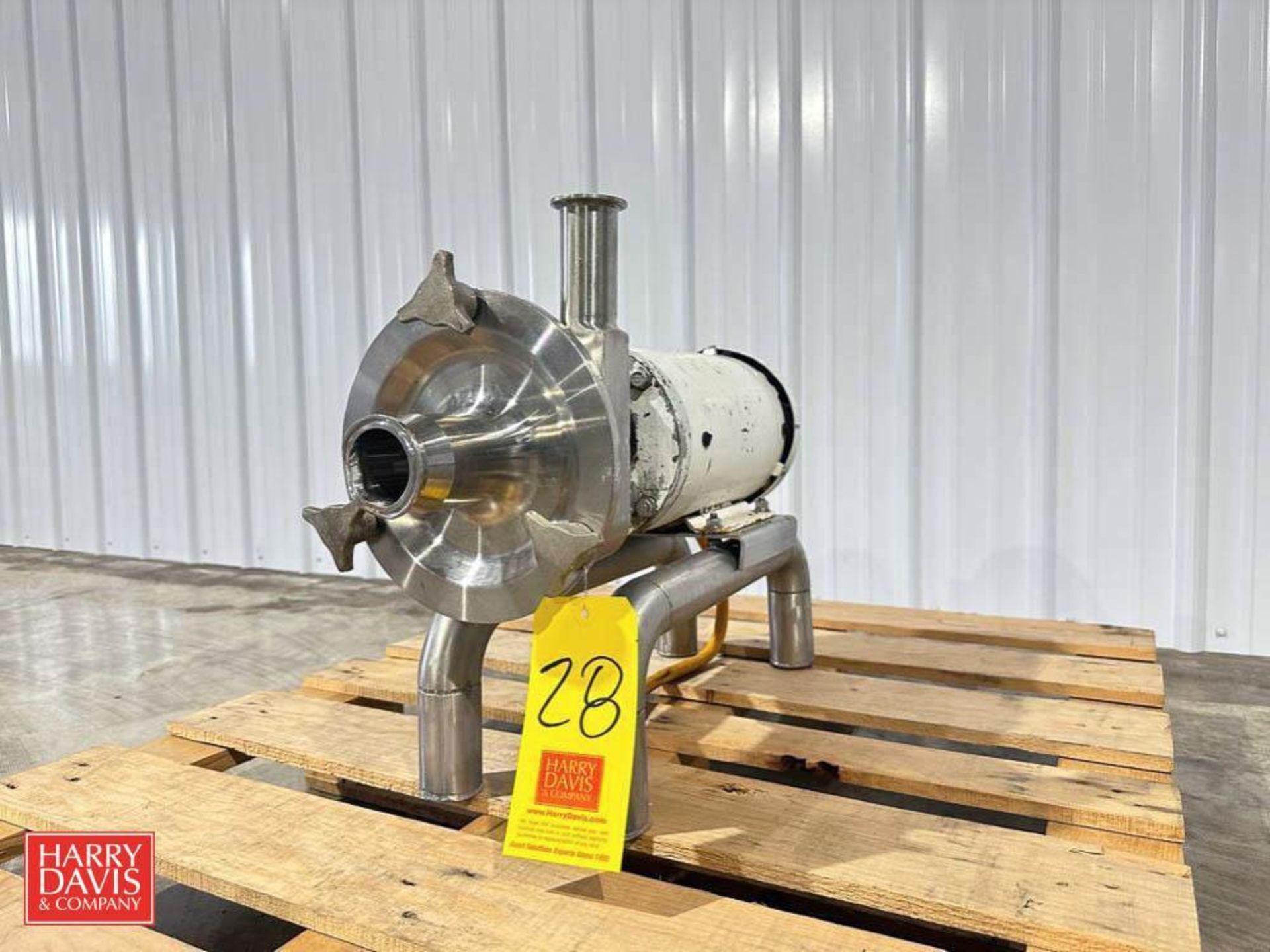 Fristam Centrifugal Pump with Baldor Washdown 2 HP 1,755 RPM Motor: Mounted on S/S Base