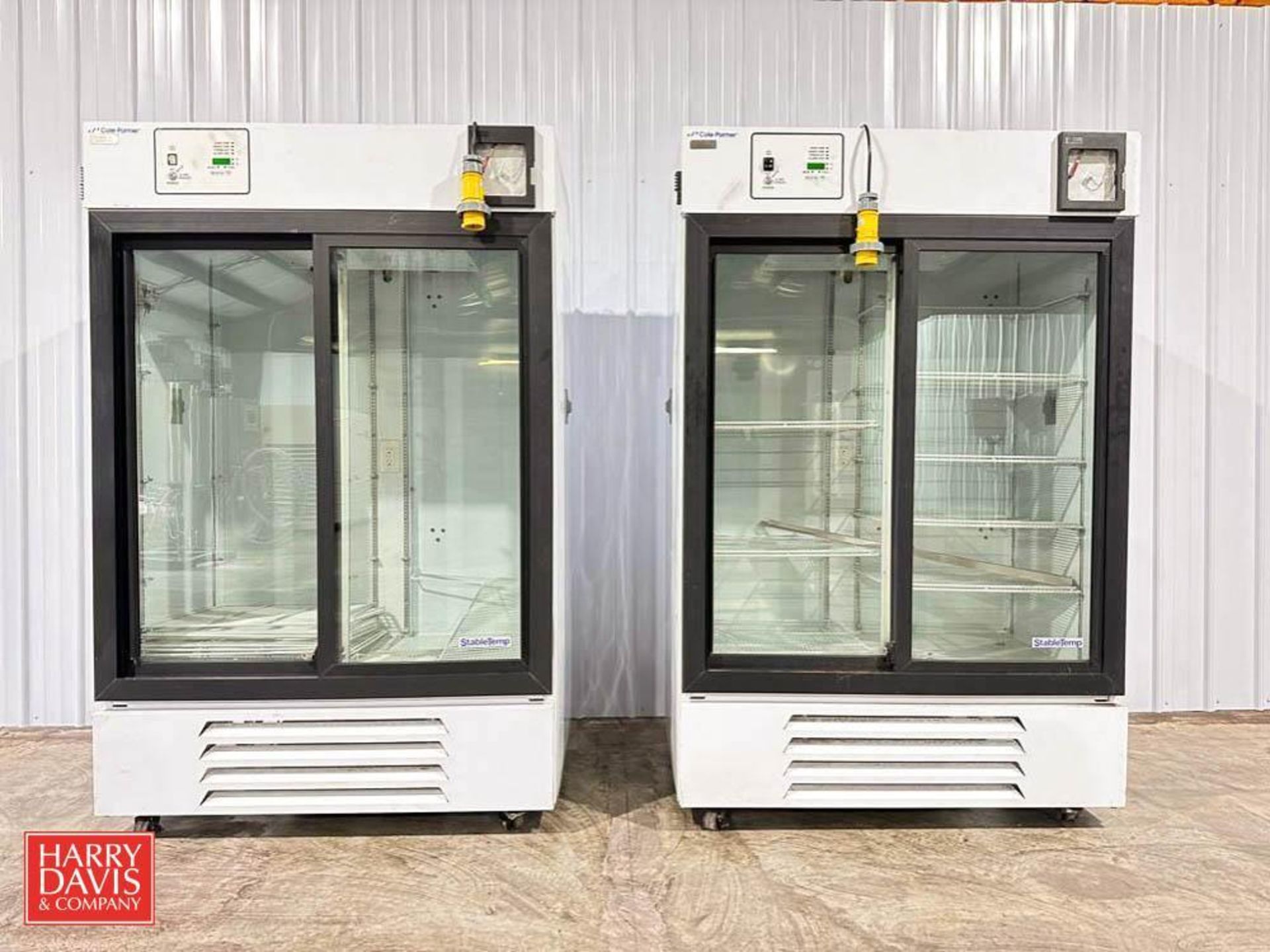 Cole-Parmer Glass Sliding Door Laboratory Coolers, Model: MH45PA-GARE-CP, S/N: 0121486301130412