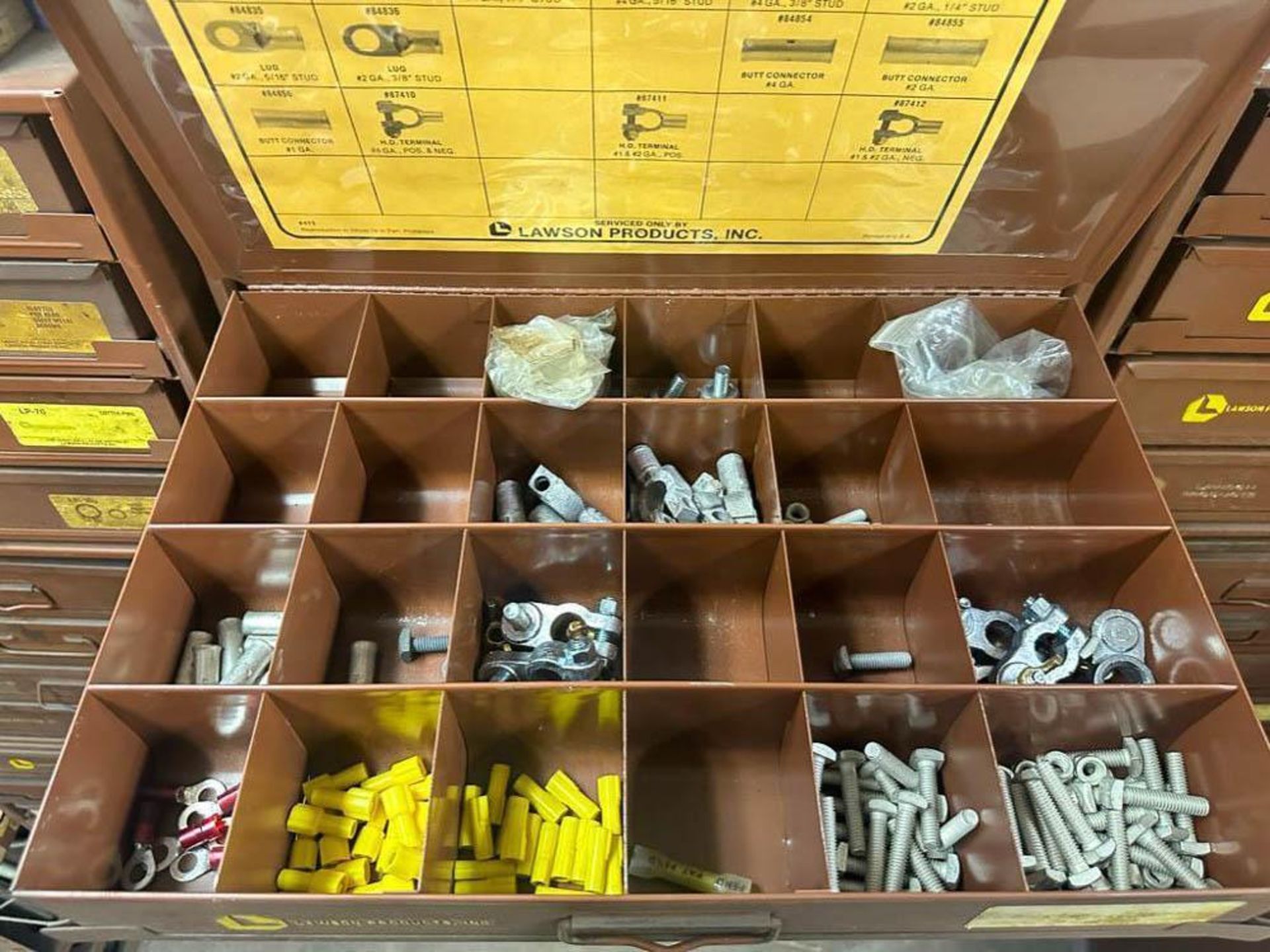 Parts Drawers with Solderless Terminals, Hardware, Steel Stock and Belts - Rigging Fee: $500 - Image 4 of 40