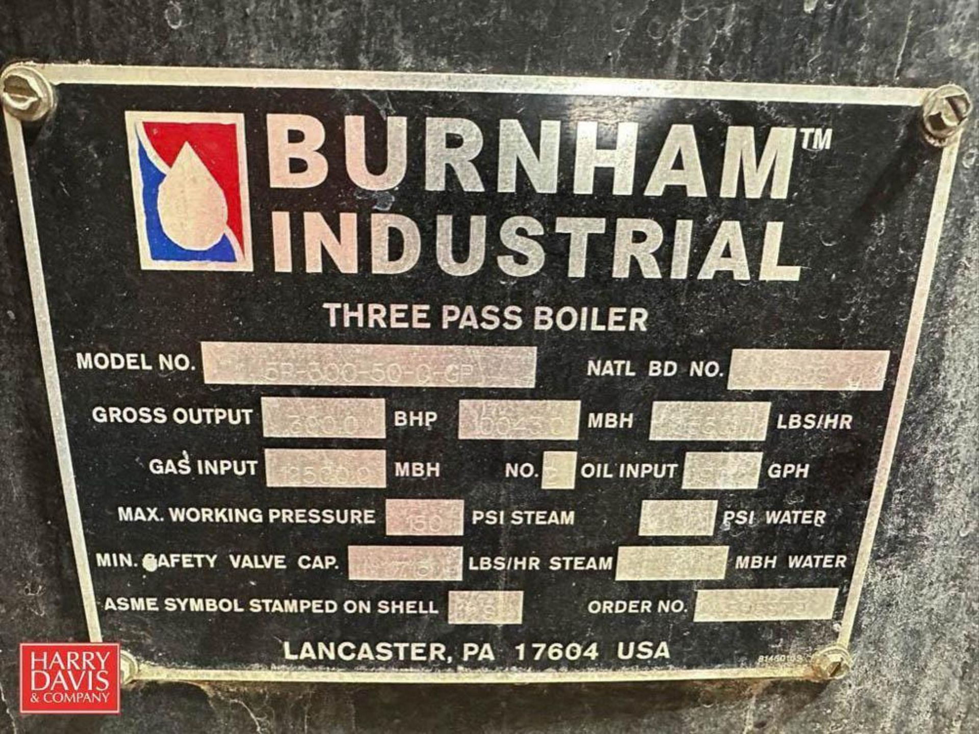 Burnham 3-Pass Boiler, Model: 5P-300-0-GP, 10,350 LB/H with Expansion Tank, (2) Chemical Feed Pumps - Image 2 of 6