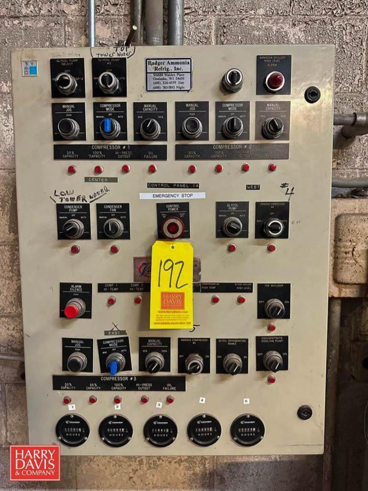 Vilter Control Panel with Solenoids, Switches and Enclosure - Rigging Fee: $350