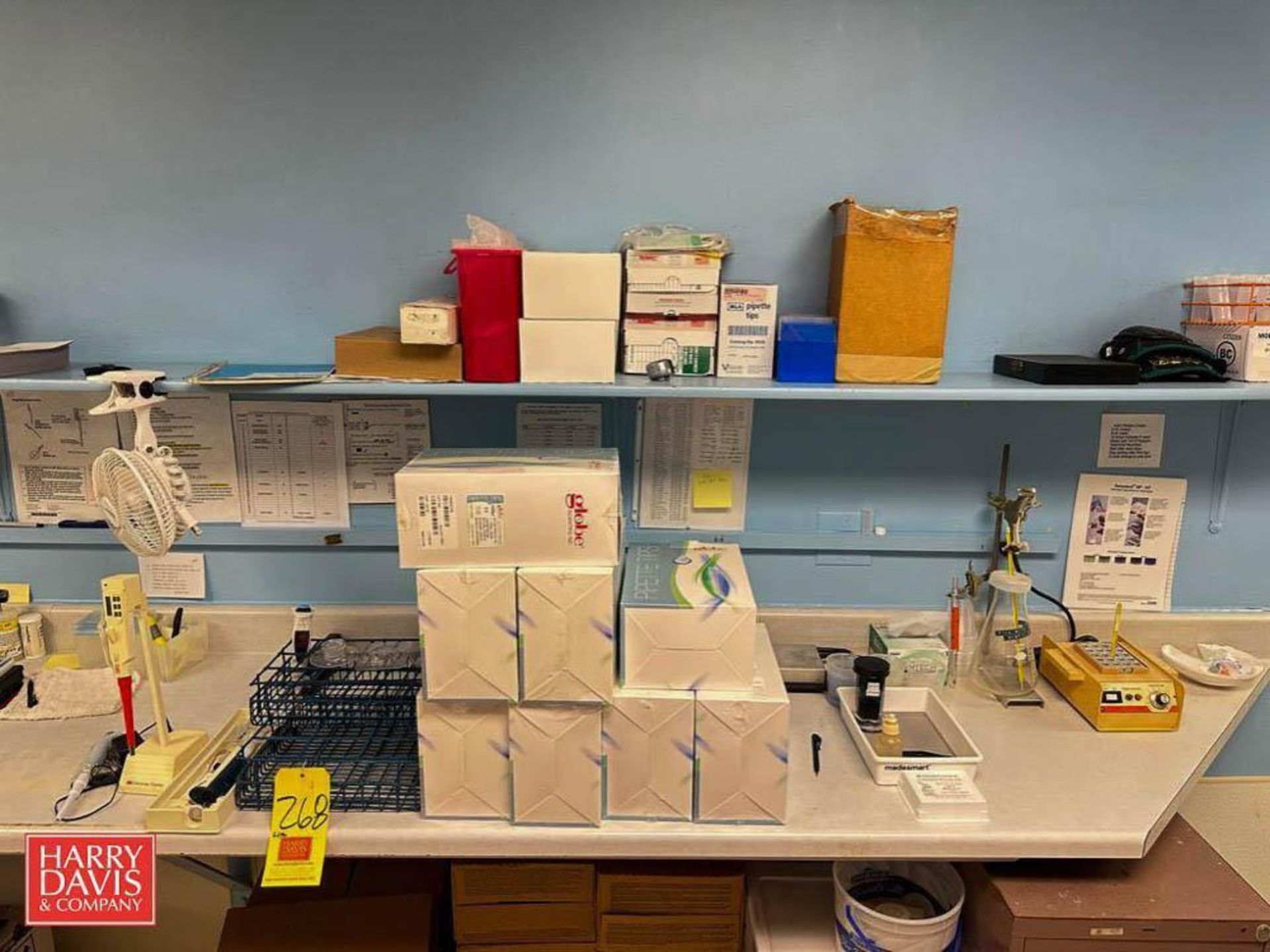 3M & Other Electronic Pipettes, Test Tube Racks, (8) Boxes: Globe Scientific Pipette Tips, Lab Stand