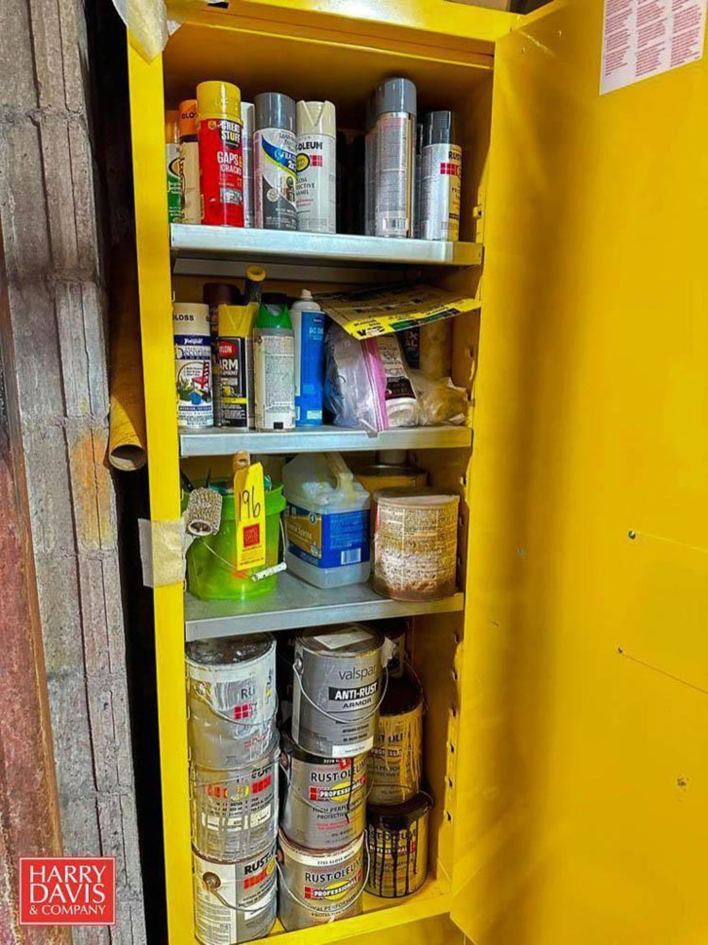 Justrite Flammable Liquid Storage Cabinet with Assorted Aerosols and Paint: 23” x 22" x 65" Height - Image 2 of 2