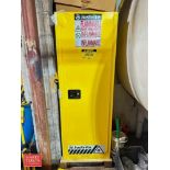 Justrite Flammable Liquid Storage Cabinet with Assorted Aerosols and Paint: 23” x 22" x 65" Height