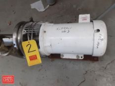 Tri-Clover S/S Centrifugal Pump, Model: C218MD18T-S with 5 HP 1,750 RPM Motor - Rigging Fee: $150