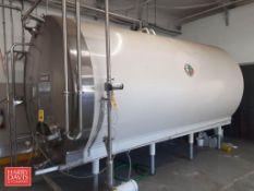 Mueller 7,000 Gallon Insulated Horizontal Storage Tank with Vertical Agitation, Double CIP Spray Bal