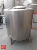 400 Gallon Vertical S/S Tank, Top Manway with Hinged Lid, 2" Tri-Clamp Outlet and Lumenite 3-Probe T