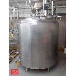 1,000 Gallon Dome-Top S/S Vat Pasteurizer, Model: 1,000, S/N: 01957 with Vertical Sweep Agitator wit