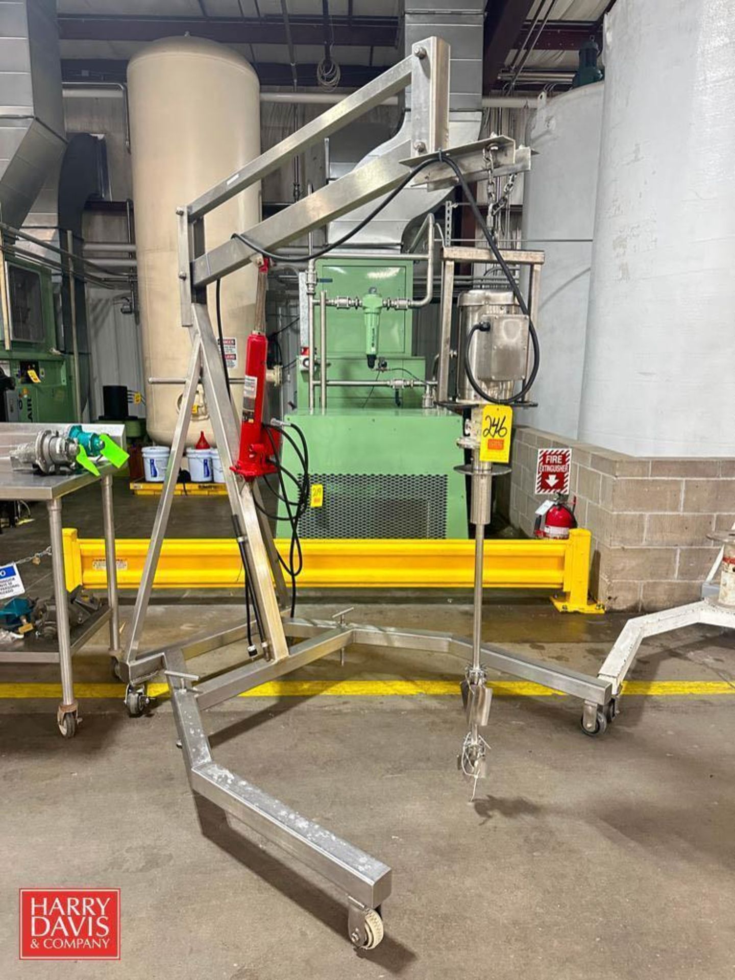 S/S Tote Agitator: Mounted on S/S Portable 8 Ton Capacity Hoist - Rigging Fee: $250