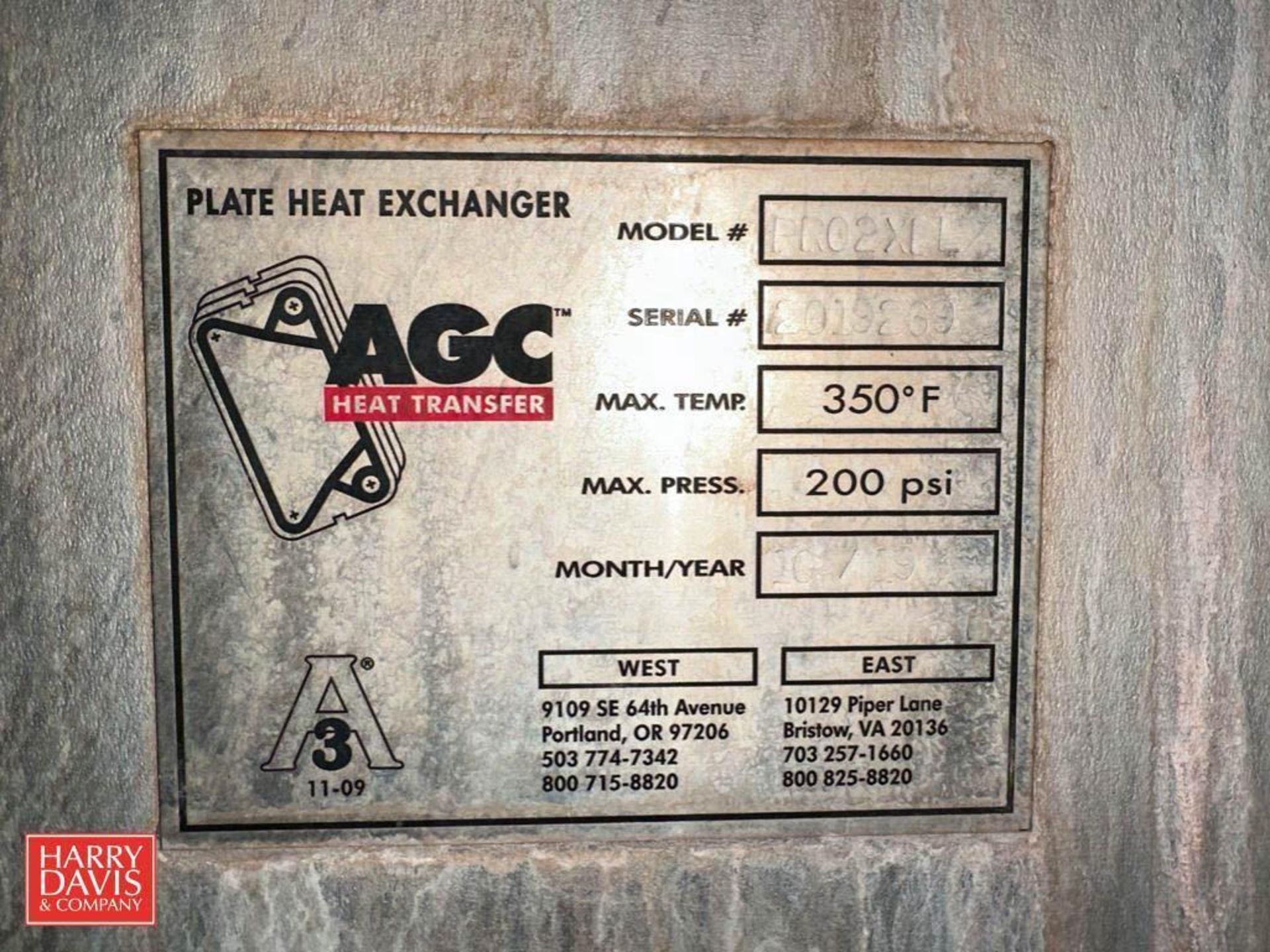 2019 AGC S/S Plate Heat Exchanger, Model: PRO2XPL, S/N: 2019269 with (2) Endress+Hauser ProMag H Mag - Bild 2 aus 3