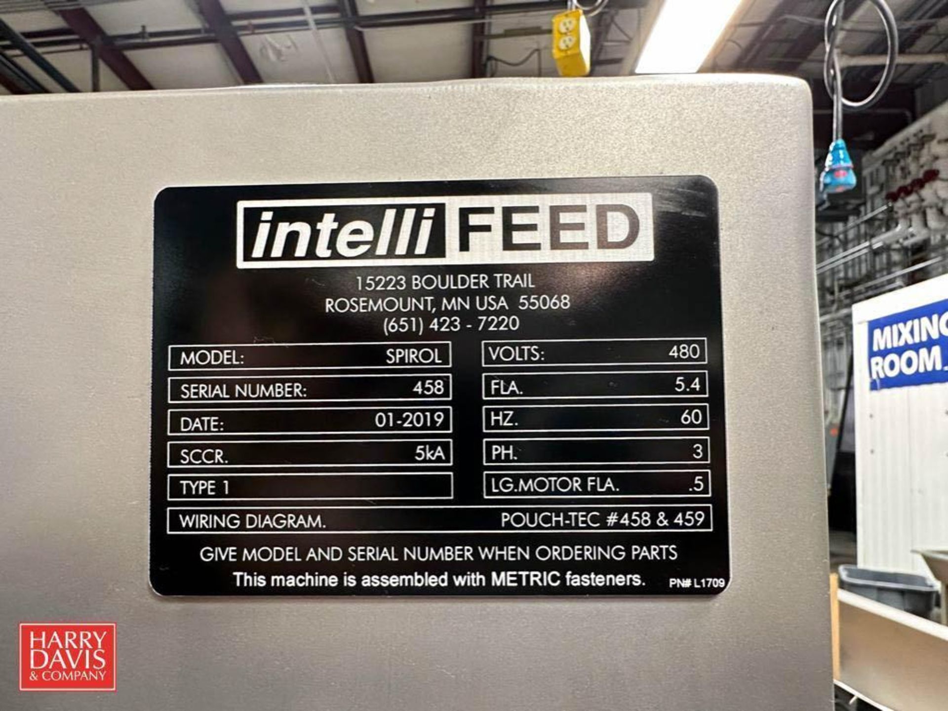 2019 IntelliFeed High Speed Pouch Feeder, Model: SPIROL, S/N: 458 with AC Tech 1 HP Variable - Image 4 of 5