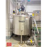 650 Gallon Jacketed Dome-Top Flat-Bottom S/S Processor with Vertical Dual-Motion Agitation: Mounted