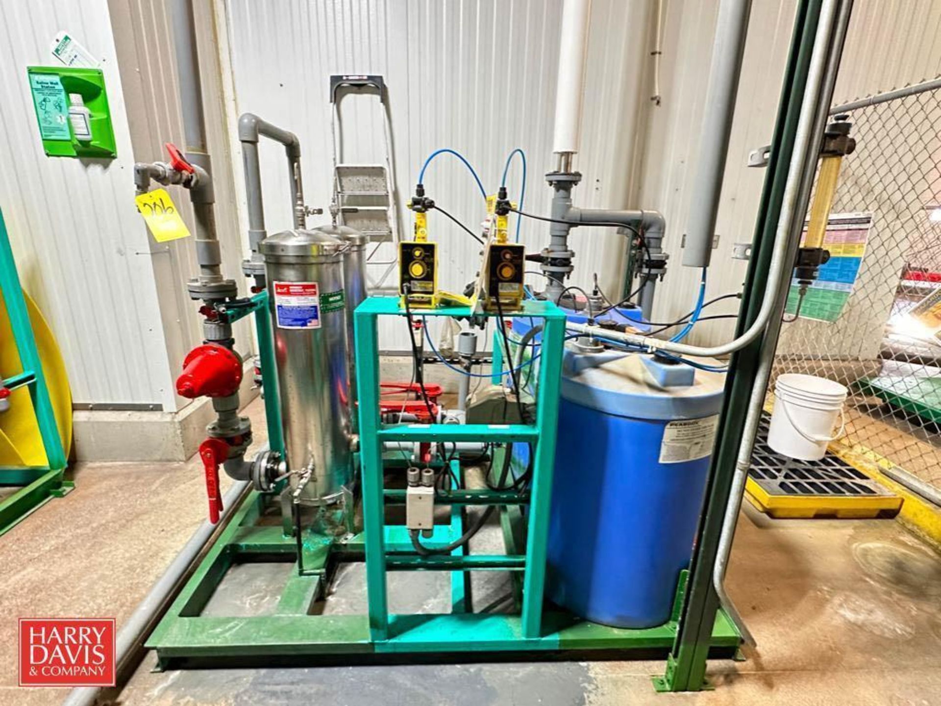 Chemical Feed Skid with (2) Harmsco S/S Filter (2) LMI Feed Pump, (2) Little GEM Tanks and Gould