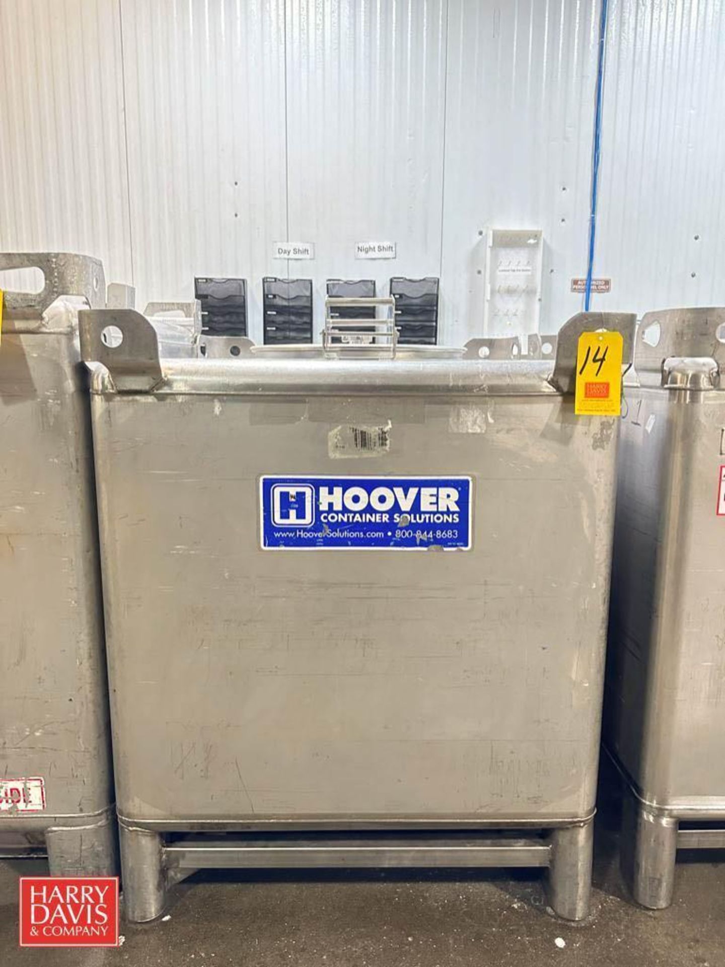 2014 Hoover 350 Gallon S/S IBC Tote, Model: 110477, S/N: H–82560 with S/S Butterfly Valve