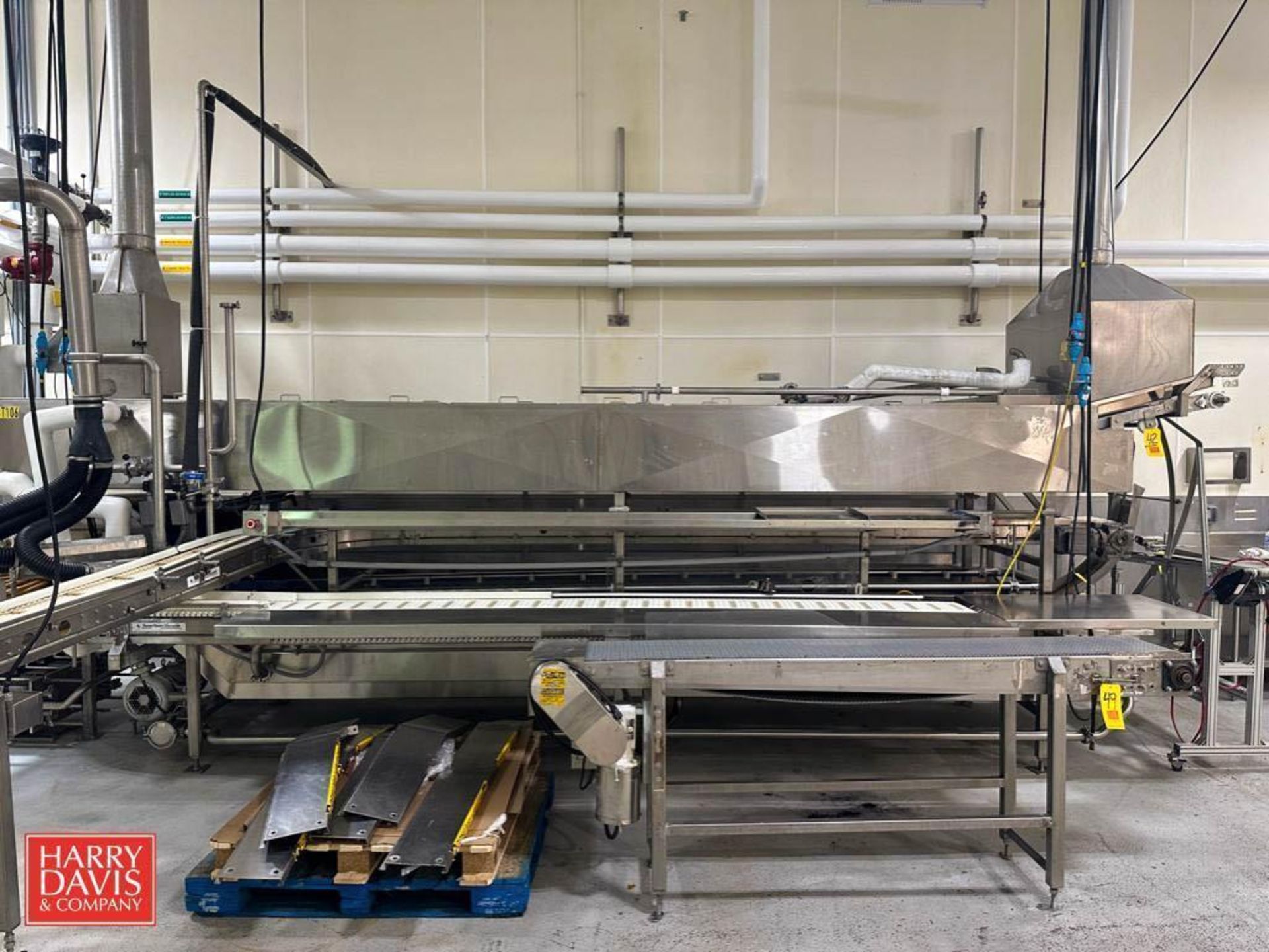 S/S Pasteurizing/Cooling Tunnel: 13.5’ x 45” with Drives, Plastic Tabletop Chain, Conveyor with (2)