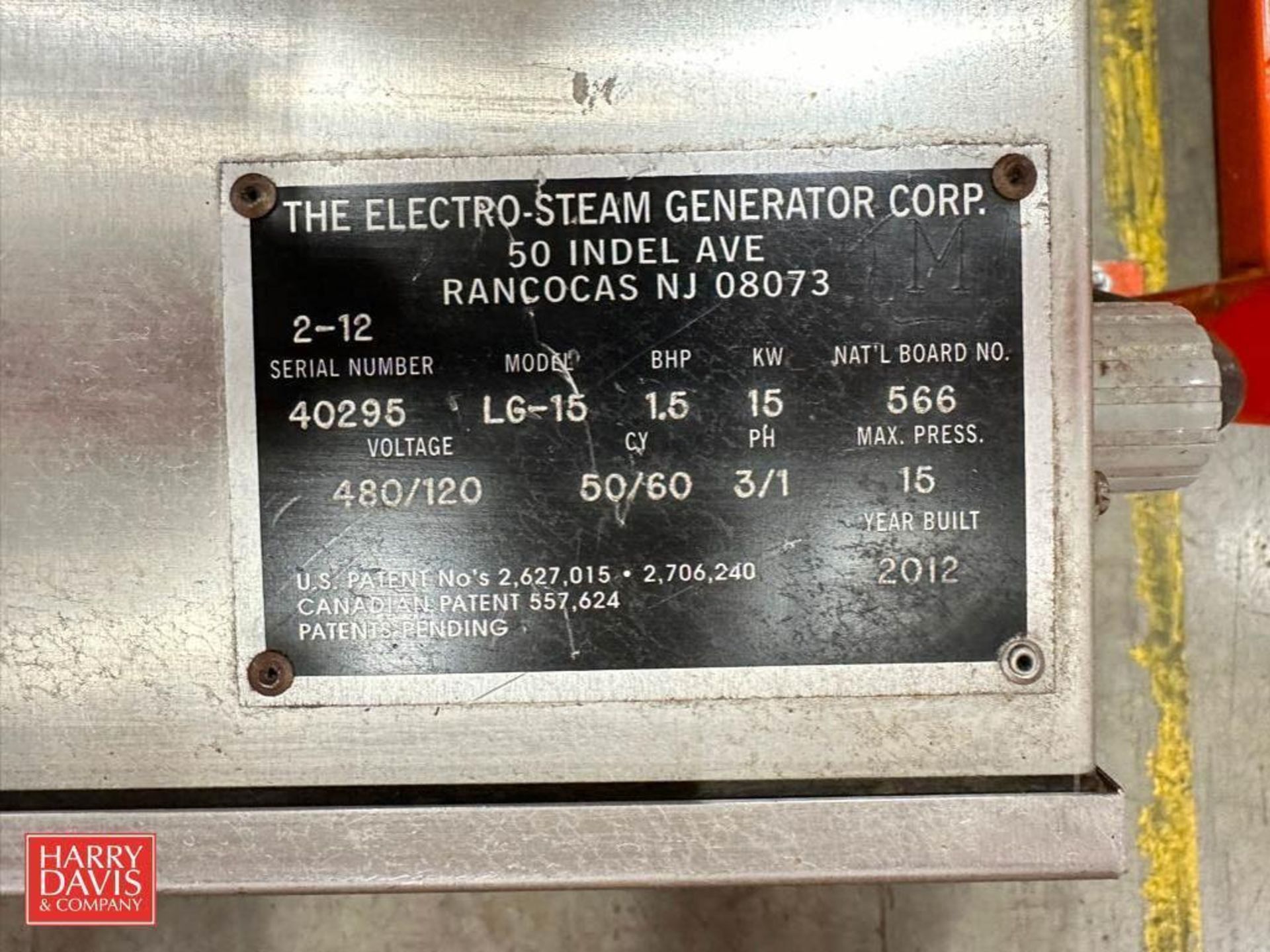 Electro Steam S/S Electric Steam Generator, Model: LG-15, S/N: 40295 - Rigging Fee: $100 - Image 2 of 2