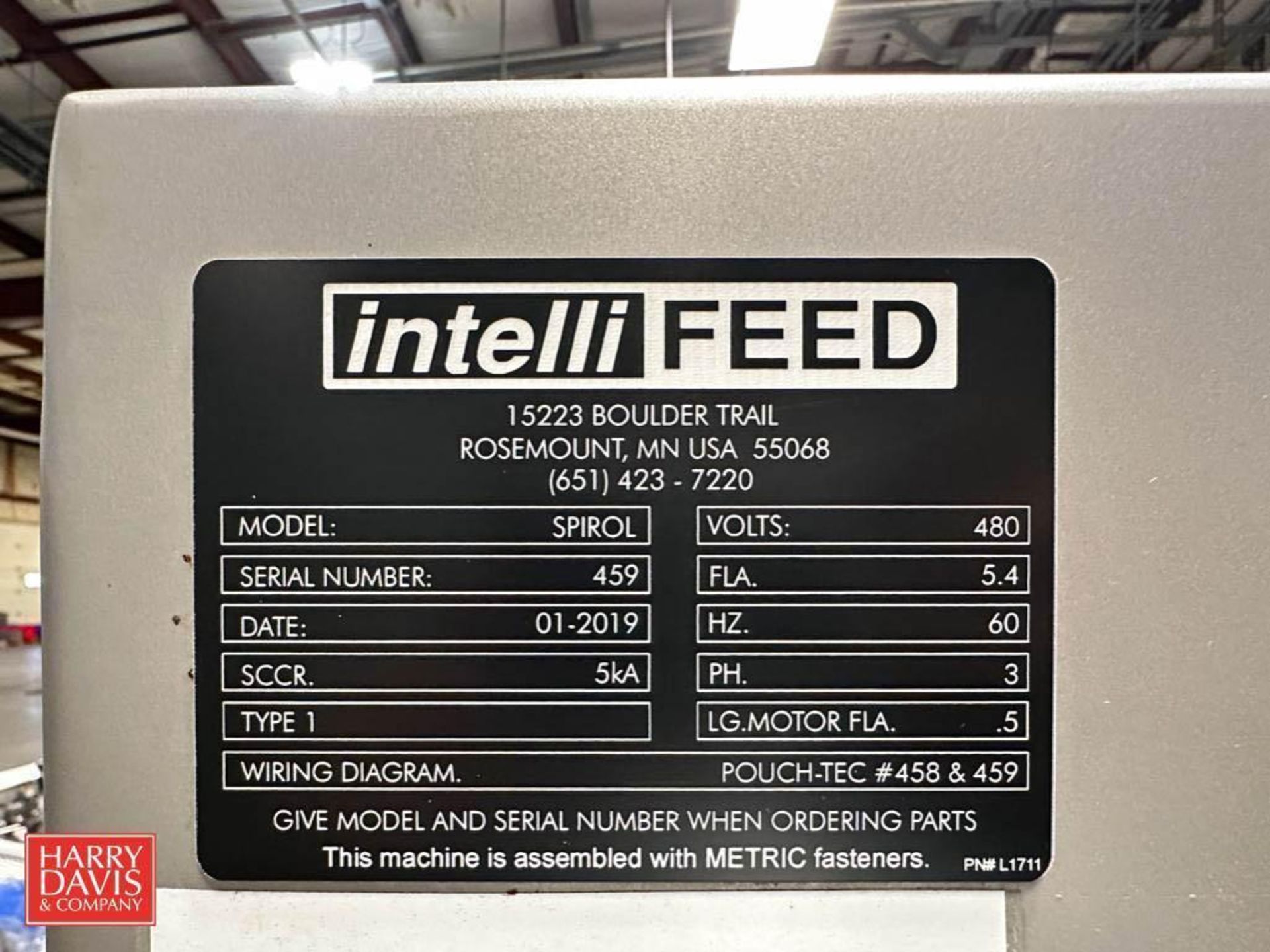 2019 IntelliFeed High Speed Pouch Feeder, Model: SPIROL, S/N: 459 with AC Tech 1 HP Variable - Bild 3 aus 4