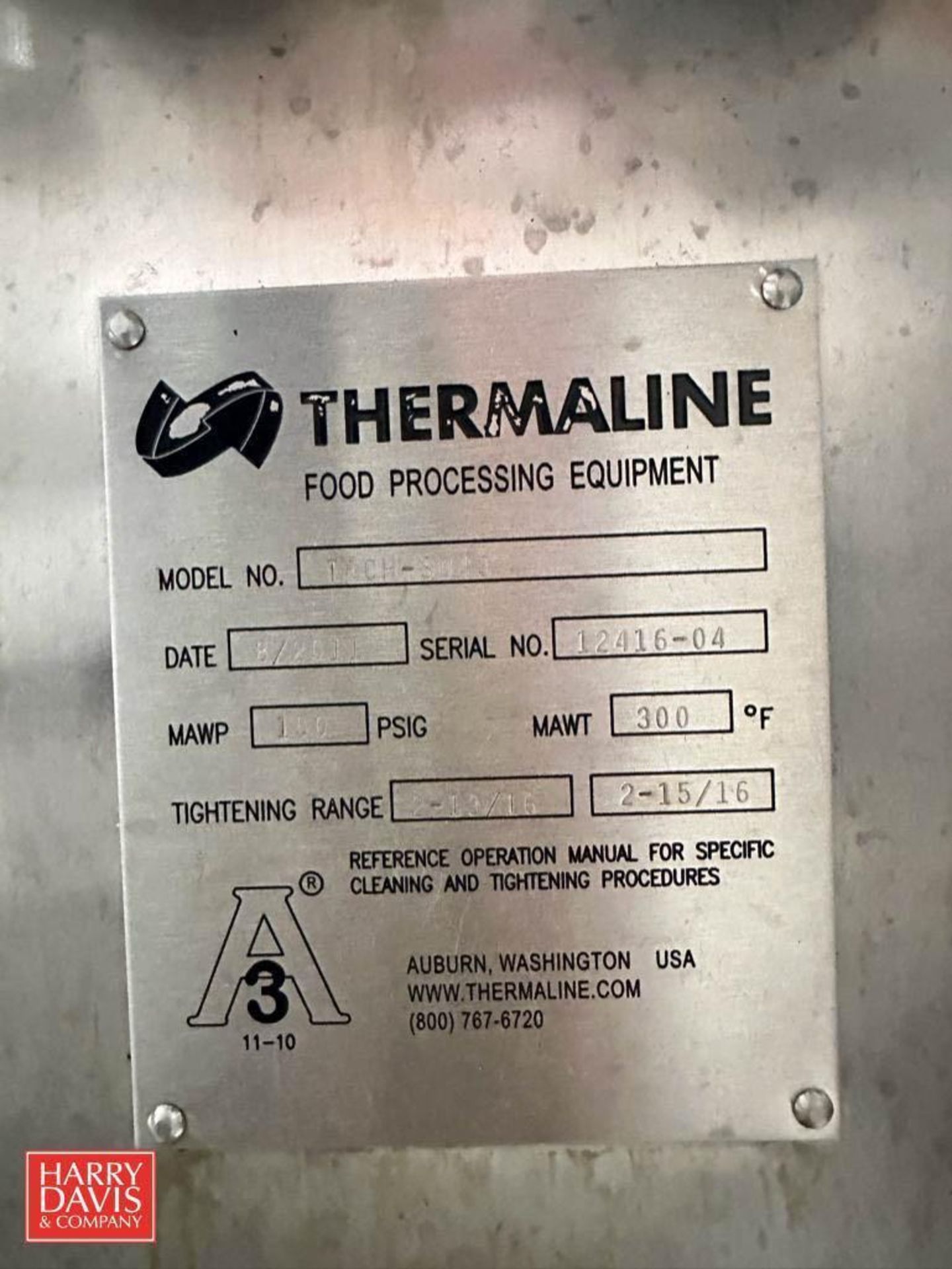 Thermaline S/S Plate Heat Exchanger, Model: T8CH-SU43, S/N: 12416-04 (Subject to BULK BID: Lot 173) - Bild 2 aus 3