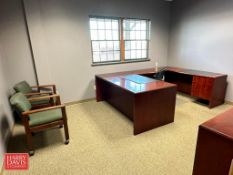 L-Shaped Desk, 5-Drawer Lateral File, Chairs and 2-Drawer Lateral File - Rigging Fee: $100