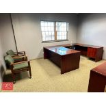L-Shaped Desk, 5-Drawer Lateral File, Chairs and 2-Drawer Lateral File - Rigging Fee: $100