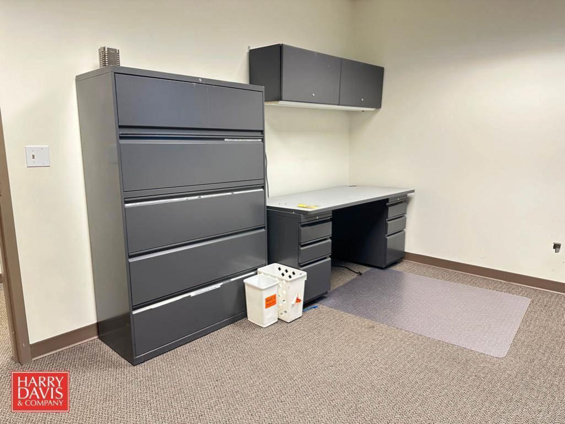 Lateral File, Desk, Bookcase and White Board - Rigging Fee: $50