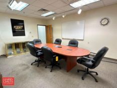 Conference Table, (2) Hisense TV, Display Case and White Board - Rigging Fee: $250