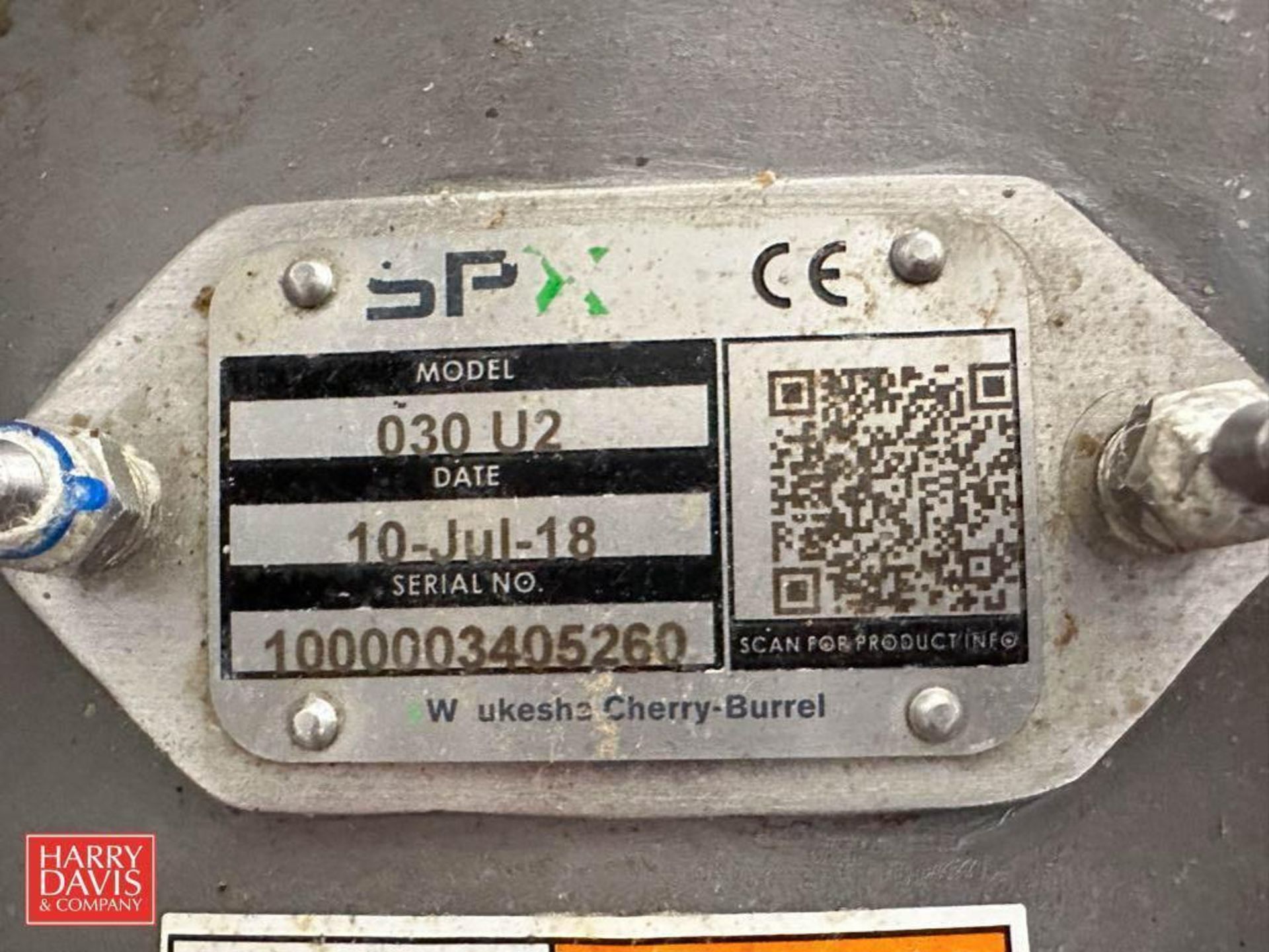 2018 SPX All S/S Positive Displacement Pump, Model: 030 U2, S/N: 100000405266 with Baldor S/S Clad - Image 2 of 3