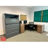 (2) 5-Drawer Lateral Files, (2) L-Shaped Desks, (3) Chairs and (2) Acer Monitors - Rigging Fee: $125