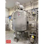 Cherry-Burrell 1,500 Gallon Jacketed Dome-Top Cone-Bottom Processor with Vertical Side Sweep