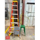 Werner 8’ Fiberglass A-Frame Ladder, Stool, Hailo Step Ladder and Air Hose Station