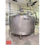 Sprinkman 1,500 Gallon Dome-Top Flat-Bottom S/S Tank, S/N: 4026W-B with Vertical Dual Agitation