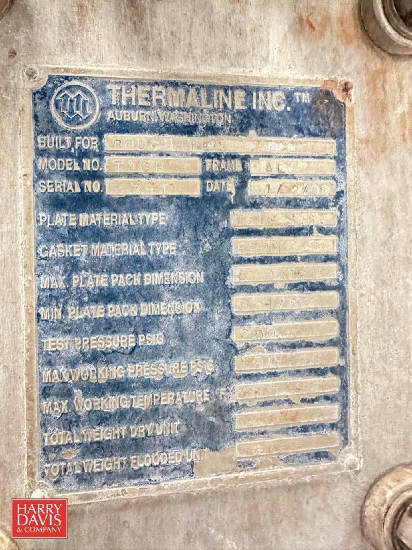 Thermaline S/S Plate Heat Exchanger, Model: T4CH, S/N: 6791 - Rigging Fee: $500 - Image 2 of 2