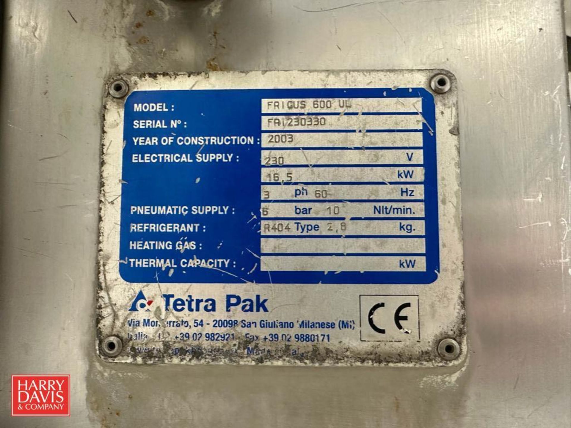 Tetra Pak Hoyer Frigus Ice Cream Freezer, Model: 600-UL, S/N: FR1230330 with Copeland R404 Self - Image 4 of 5