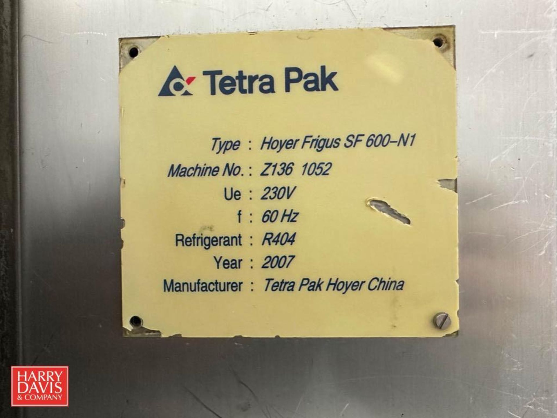 Tetra Pak Hoyer Frigus Ice Cream Freezer, Model: SF600-N1, S/N: Z136-1052 with Copeland R404 Self - Image 4 of 5