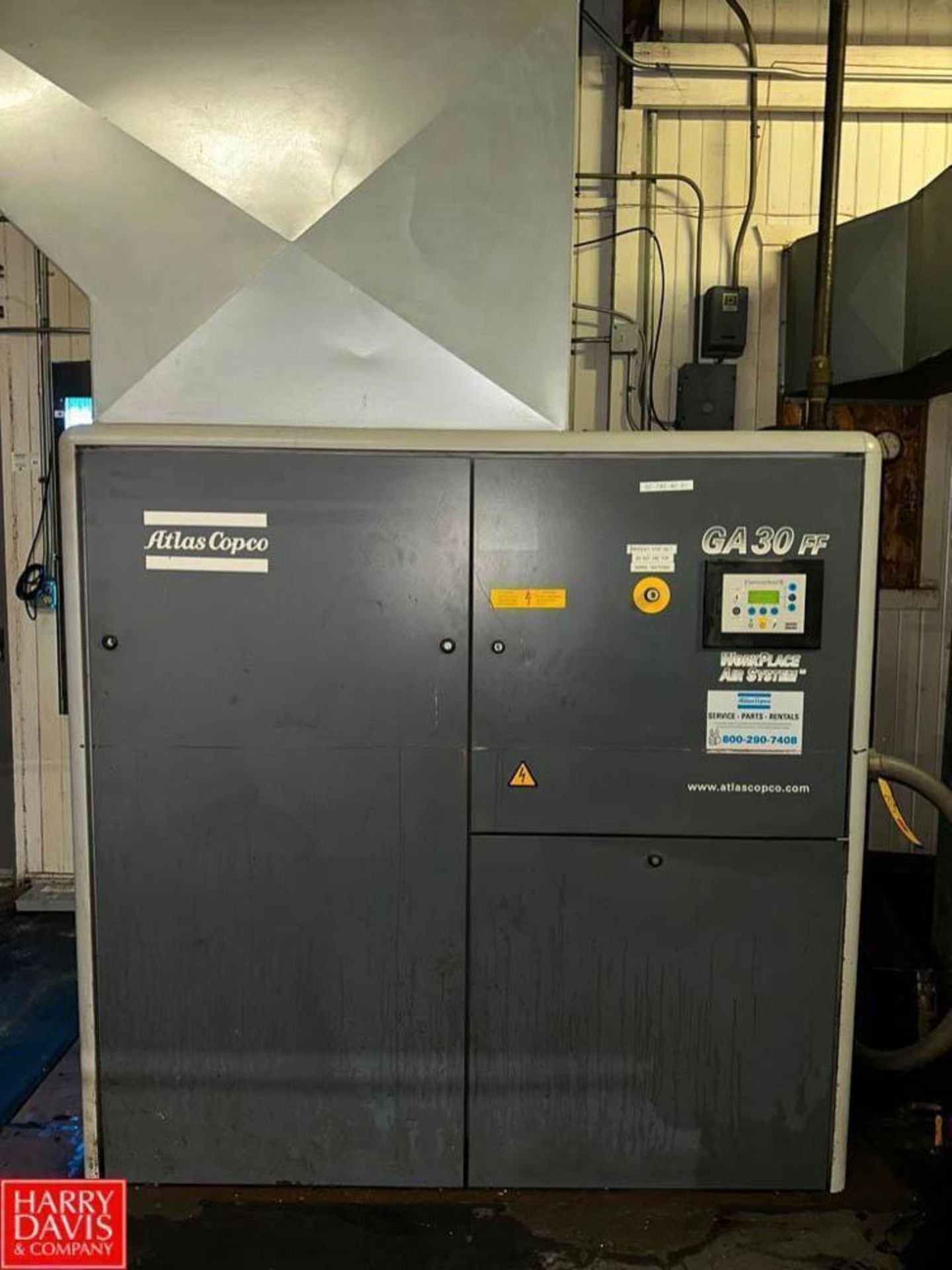 Atlas Copco 40 HP Air Compressor, Model: GA30, S/N: AII387481, 132 PSI ...