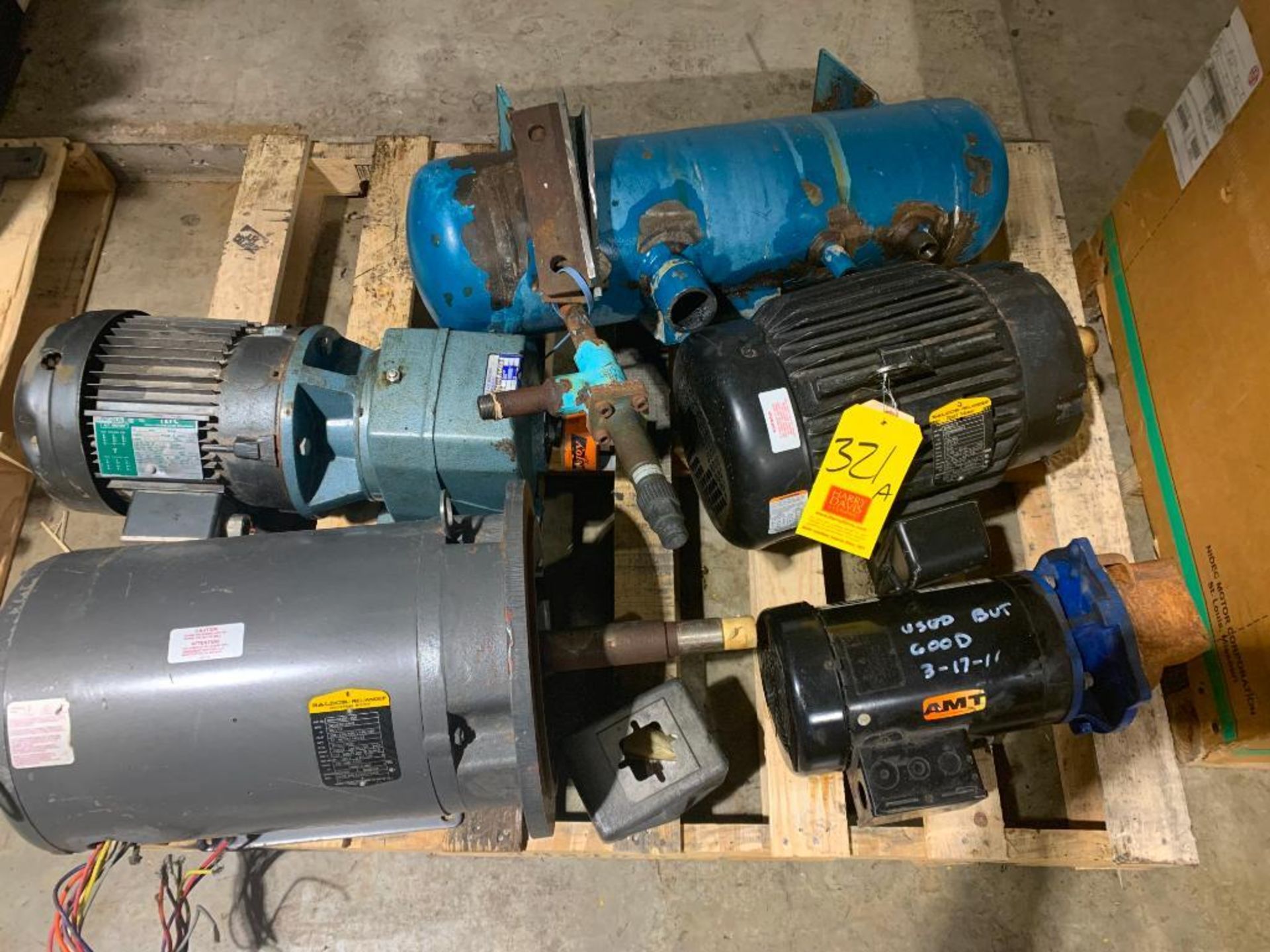 Assorted Motors, Including: Baldor 20/15 HP, Lincoln 3 HP with Gear Reducing Drive, AMT 3 HP, 7.5 HP