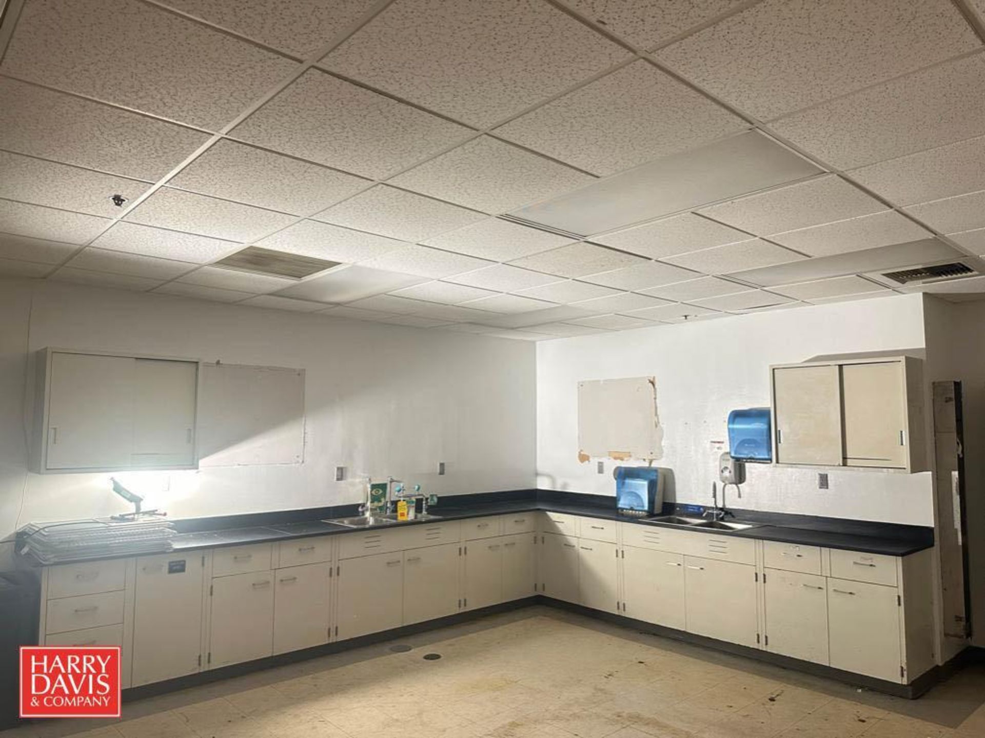 Lab Counters: 15’ x 23”, 12’ x 23", 3’ x 23”, (2) S/S Sinks with Faucets, Haws Emergency Eye Wash St