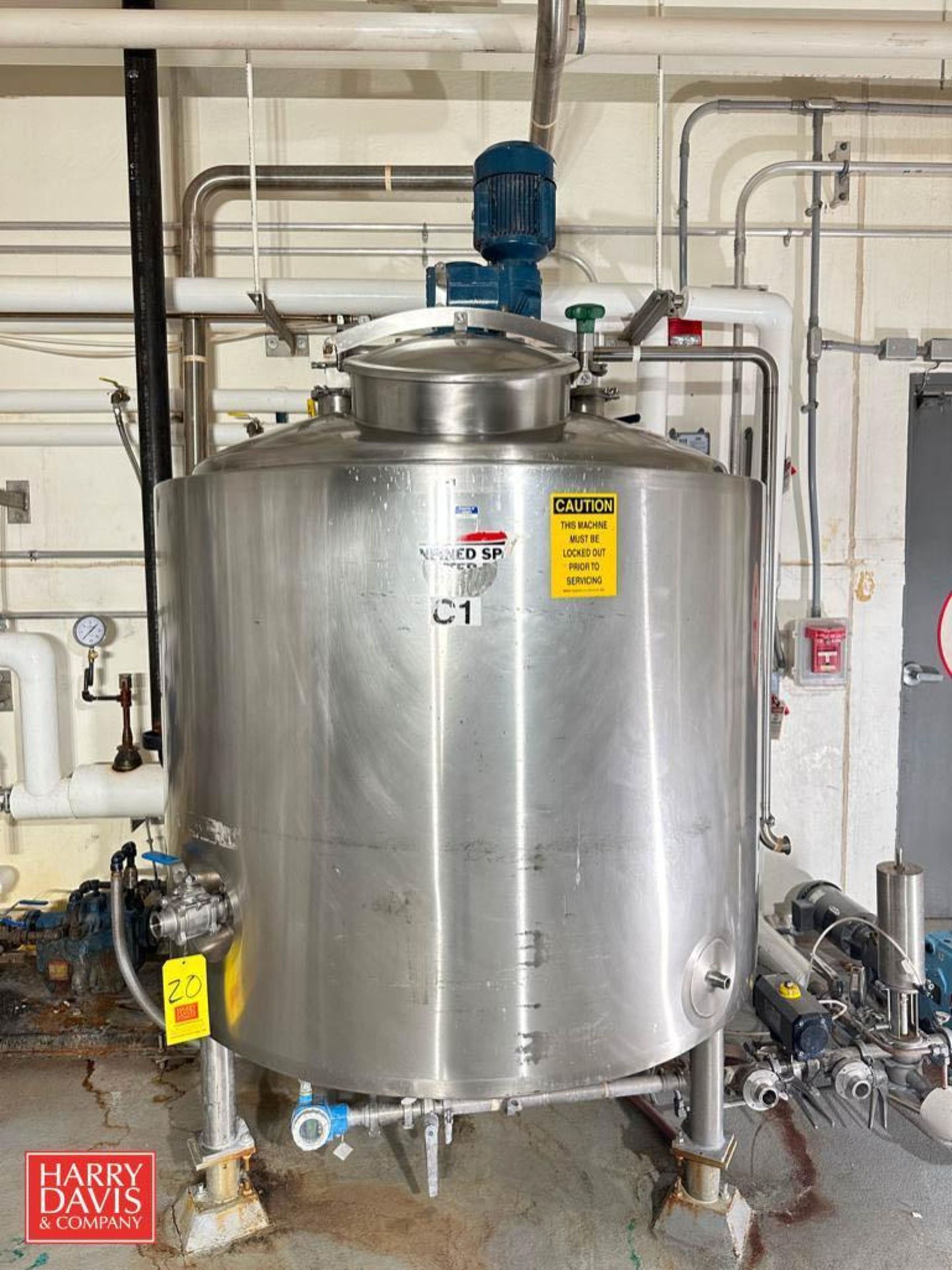 400 Gallon Jacketed Dome-Top Dish-Bottom S/S Processor with Dual-Prop Vertical Agitation