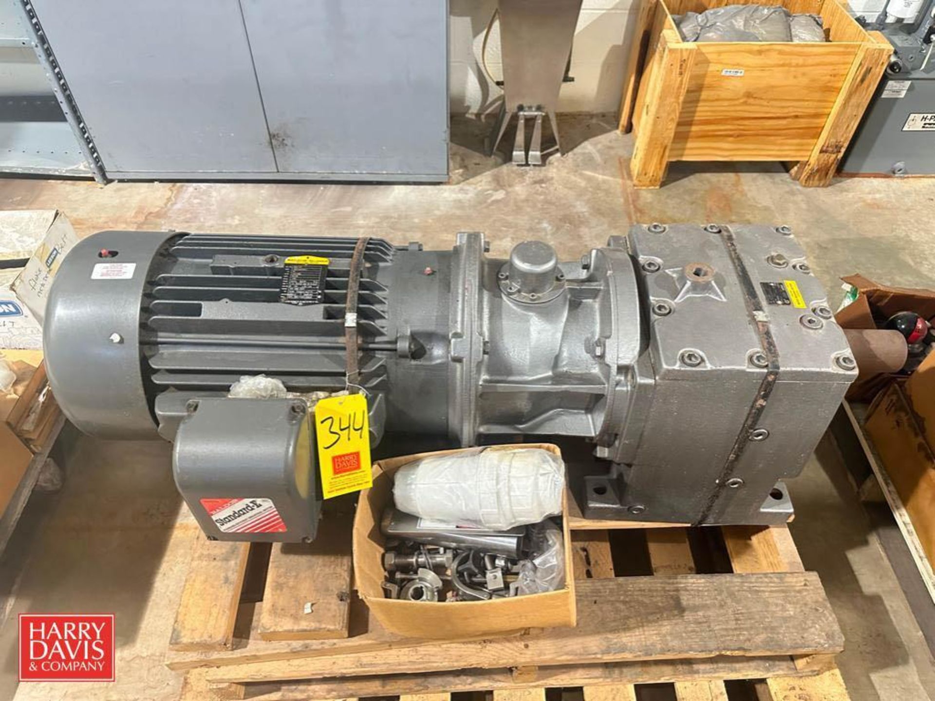 NEW Baldor 40 HP 1,765 RPM Motor with Nord 104 RPM Gear Reducing Drive