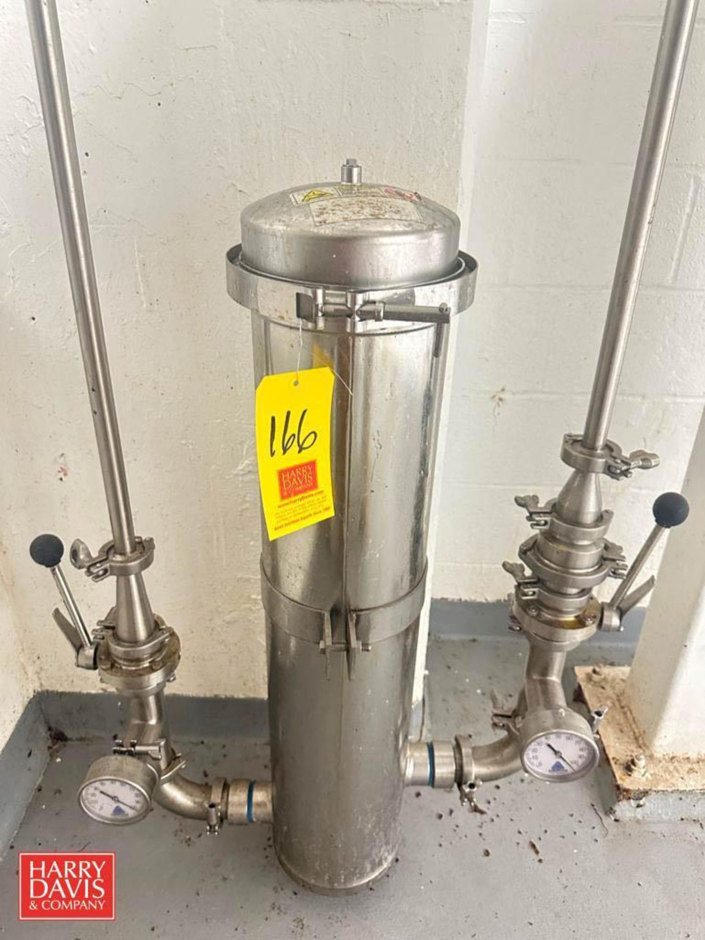 S/S Filter Housing, Butterfly and Check Valves and (2) Anderson 100 PSI Pressure Gauges
