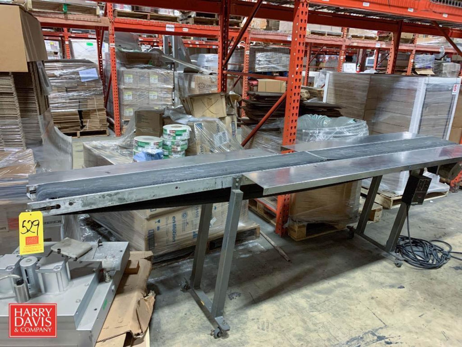 Power Belt Conveyor: 120" Length x 8" Width with Drive and S/S Wings (Location: Edison, NJ)