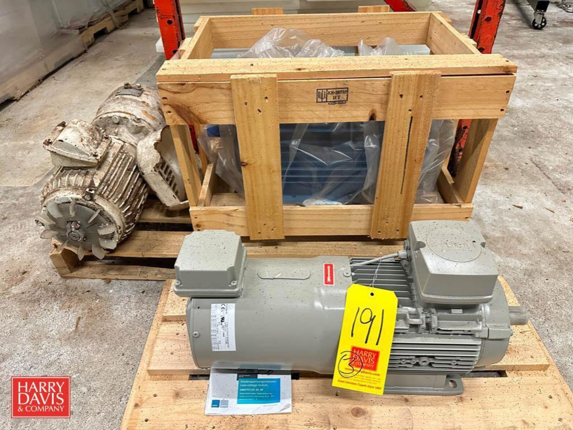 Motors, Including: NEW Siemens 3-Motor, Crown Triton 5 HP 1,170 RPM Motor and Sterling Electric 2 HP