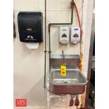 S/S Hard Sink with Knee Controls, Hand Soap, Sanitizer and Paper Towel Dispensers