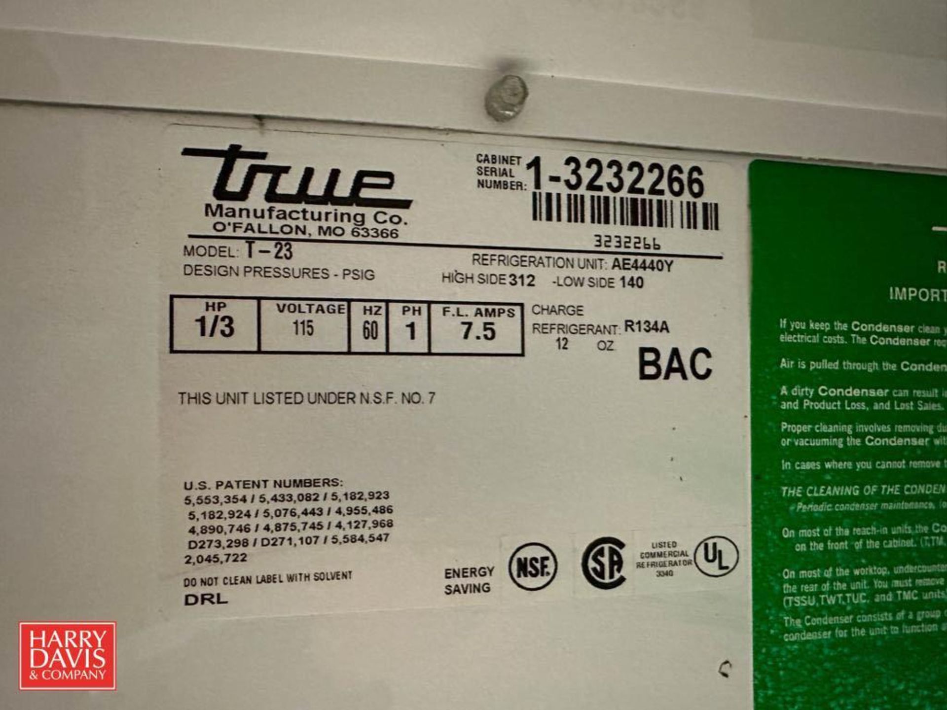 True S/S Refrigerator, Model: T-23, S/N: 1-3232266 - Image 2 of 2