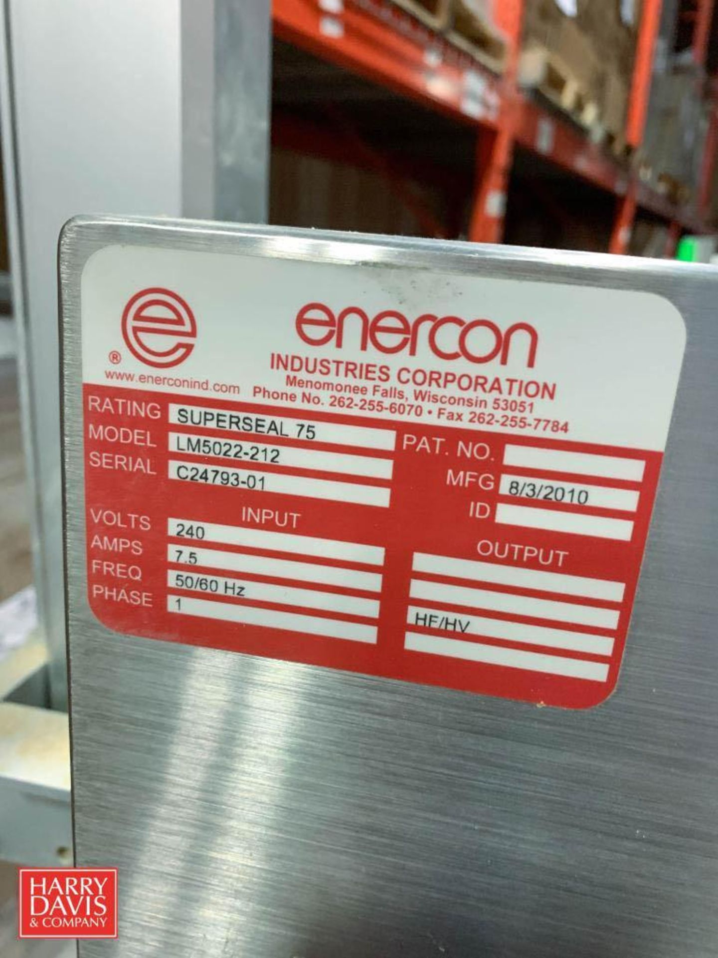 Enercon Heat Sealer Superseal 75, Model: LM5022-212, S/N: C24793-01 (Location: Edison, NJ) - Image 2 of 2