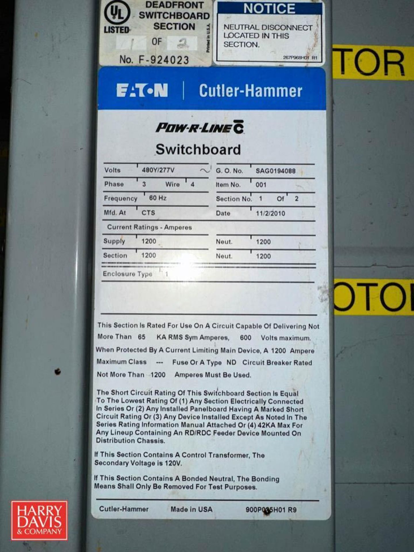 Eaton and Square D MCC with (29) Disconnects, 1200/1200 Amp, 600/300 Amp - Image 2 of 4