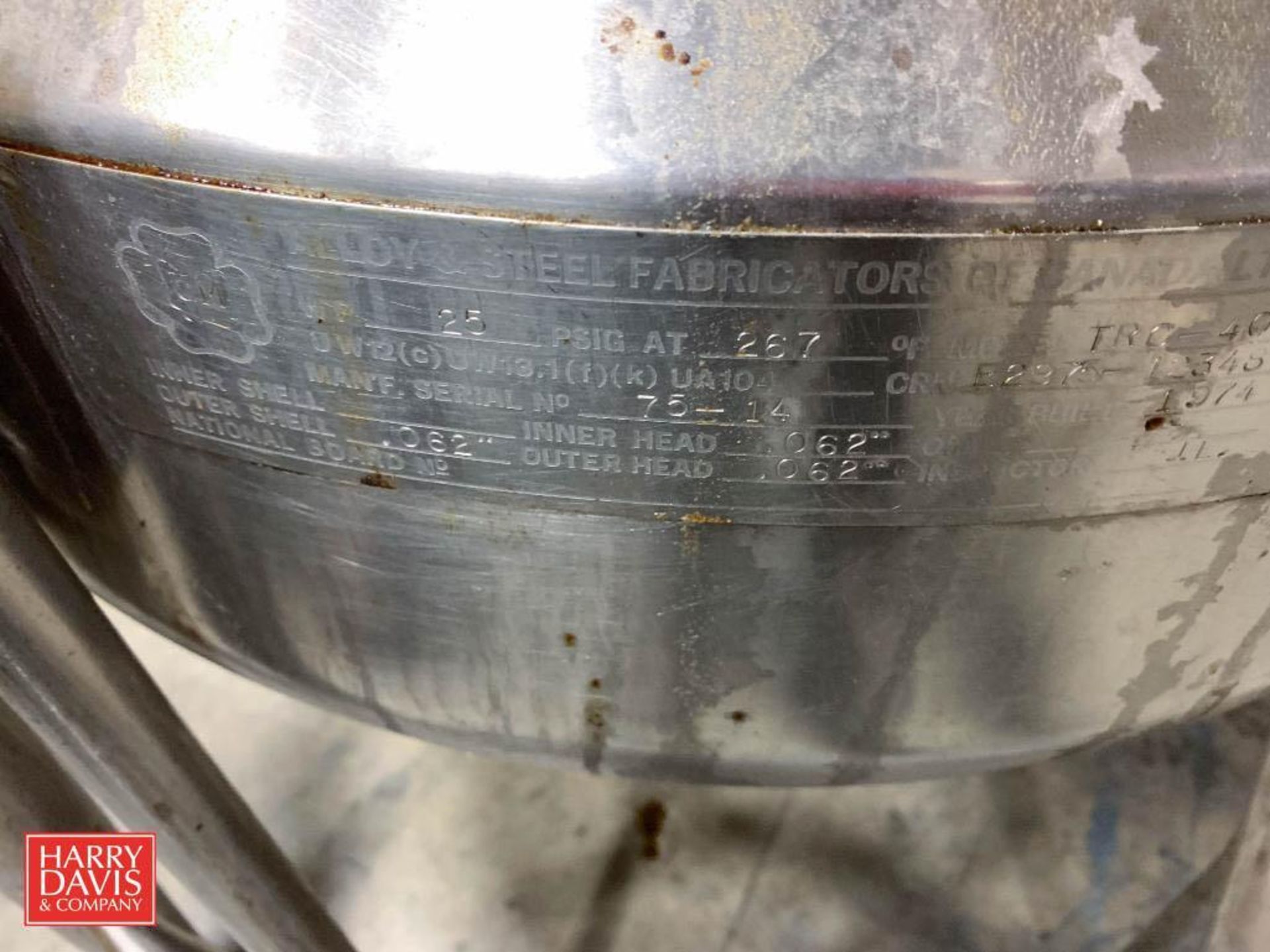 Alloy and Steel Fabrication of Canada 40 Gallon S/S Jacketed Kettle, Model: TRC-40, S/N: E2975-12348 - Image 2 of 2