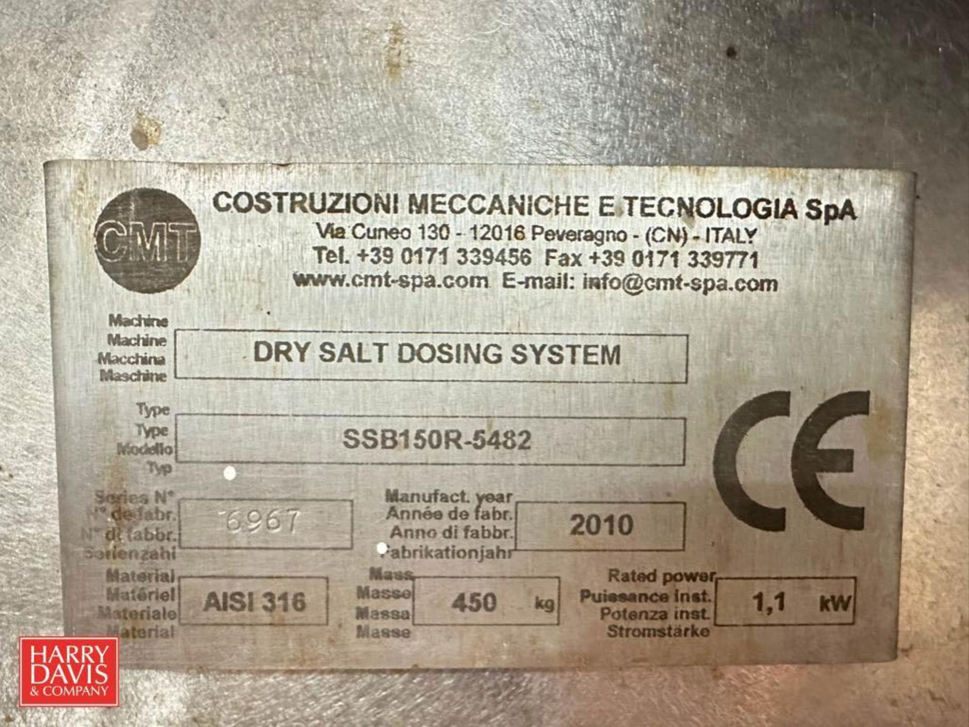 Comat S/S Dry Salt Dosing System, Model: SSB150R-5482, S/N: 6967 with S/S Platform: 50" x 4’ - Image 3 of 6