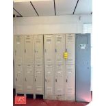 (6) Sets: Double Lockers, Linen Cabinet and Rubbermaid Cabinet: 6’ x 3’ x 16”