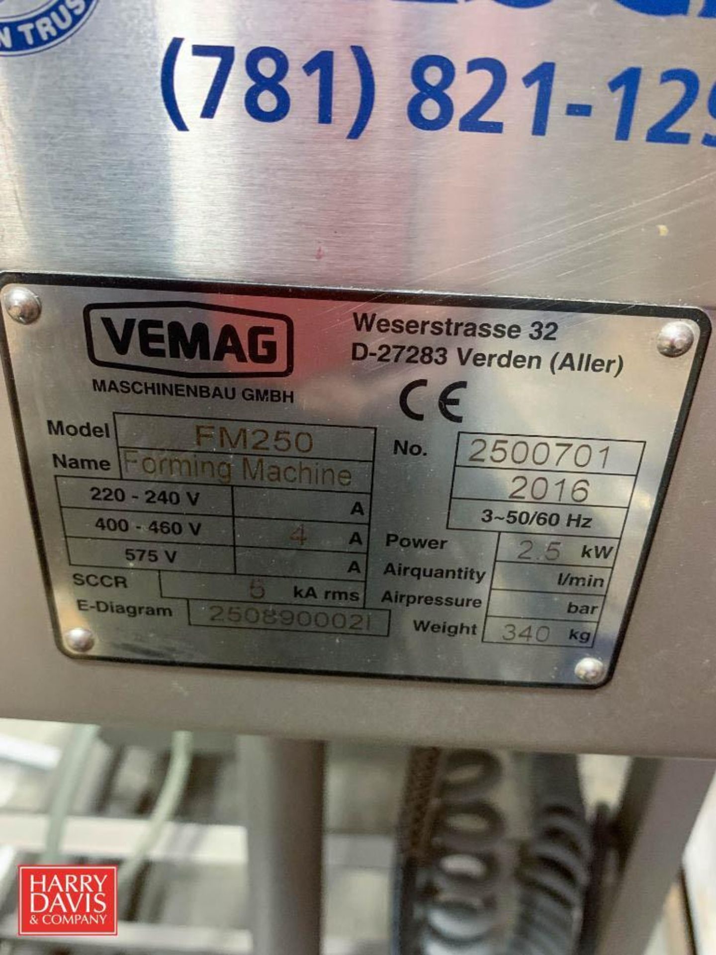 Vemag S/S Forming Machine, Model: FM250 (Location: Edison, NJ) - Image 3 of 3